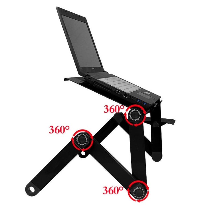 Portable 360 Degree Adjustable Foldable Aluminium Alloy Desk Stand with Cool Fans & Mouse Pad for Laptop / Notebook, with Mouse Pad & Cooling Fan, with Mouse Pad & Cooling Fan (M)