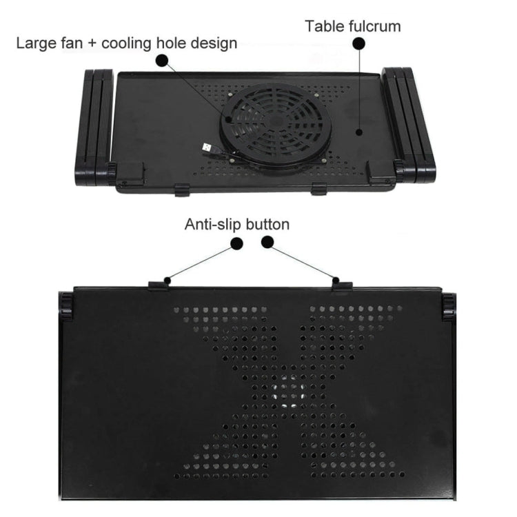 Portable 360 Degree Adjustable Foldable Aluminium Alloy Desk Stand with Cool Fans & Mouse Pad for Laptop / Notebook, with Mouse Pad & Cooling Fan, with Mouse Pad & Cooling Fan (M)