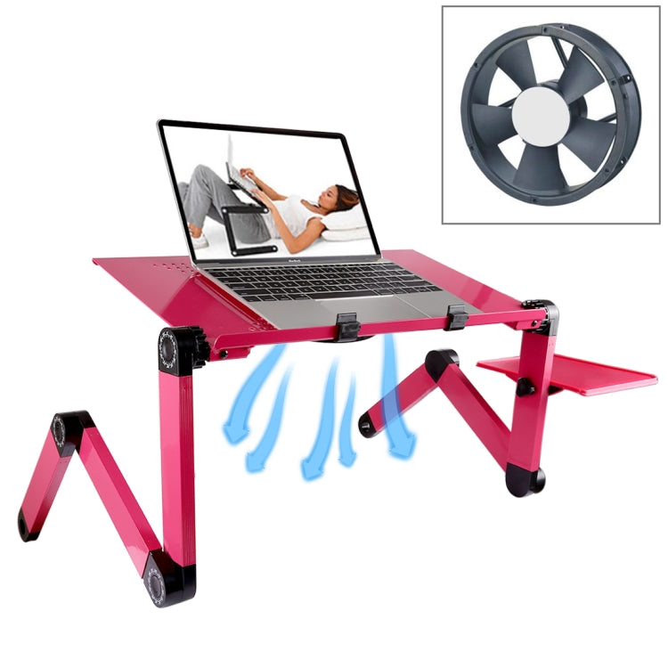 Portable 360 Degree Adjustable Foldable Aluminium Alloy Desk Stand with Cool Fans & Mouse Pad for Laptop / Notebook, with Mouse Pad & Cooling Fan, with Mouse Pad & Cooling Fan (M)