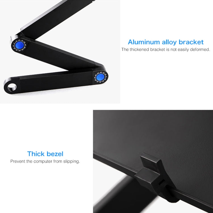 Portable 360 Degree Adjustable Foldable Aluminium Alloy Desk Stand with Double CPU Fans & Mouse Pad for Laptop / Notebook, Desk Size: 420mm x 260mm, 420 x 260mm