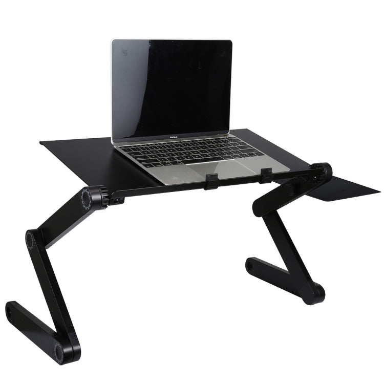 Portable 360 Degree Adjustable Foldable Aluminium Alloy Desk Stand with Double CPU Fans & Mouse Pad for Laptop / Notebook, Desk Size: 480mm x 260mm, 480 x 260mm