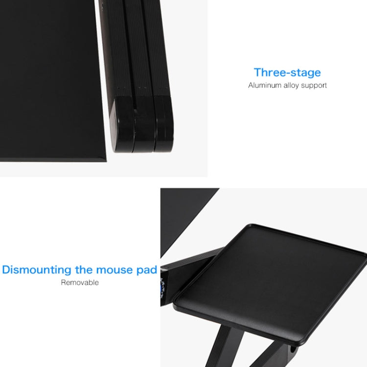 Portable 360 Degree Adjustable Foldable Aluminium Alloy Desk Stand with Double CPU Fans & Mouse Pad for Laptop / Notebook, Desk Size: 480mm x 260mm, 480 x 260mm