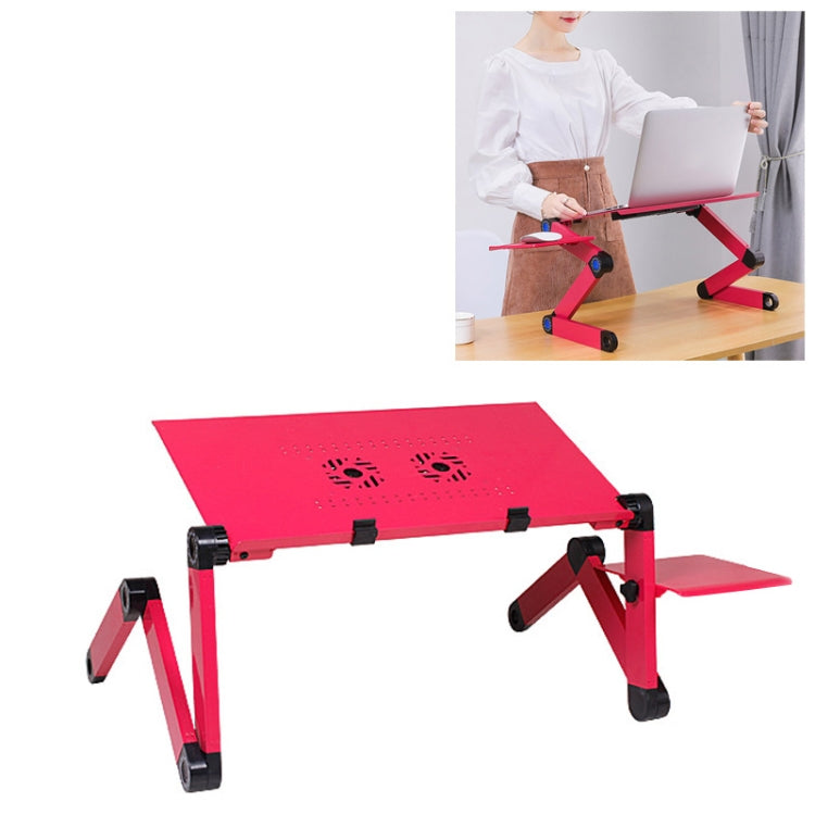 Portable 360 Degree Adjustable Foldable Aluminium Alloy Desk Stand with Double CPU Fans & Mouse Pad for Laptop / Notebook, Desk Size: 480mm x 260mm, 480 x 260mm