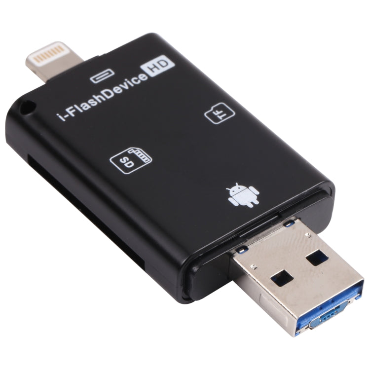 NK-208 3 in 1 i-Flash TF Card / SD Card Reader For 8 Pin + USB 2.0 + Micro USB Devices(Black), NK-208 White, NK-208 Black