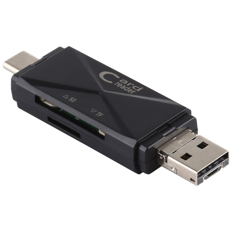 USB-C / Type-C + SD + TF + Micro USB to USB 2.0 Card Reader, USB2.0