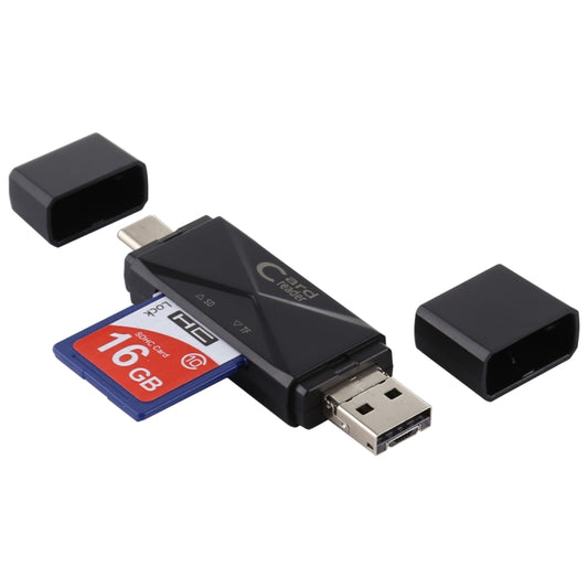 USB-C / Type-C + SD + TF + Micro USB to USB 2.0 Card Reader, USB2.0