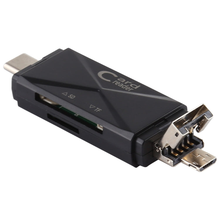 USB-C / Type-C + SD + TF + Micro USB to USB 2.0 Card Reader, USB2.0