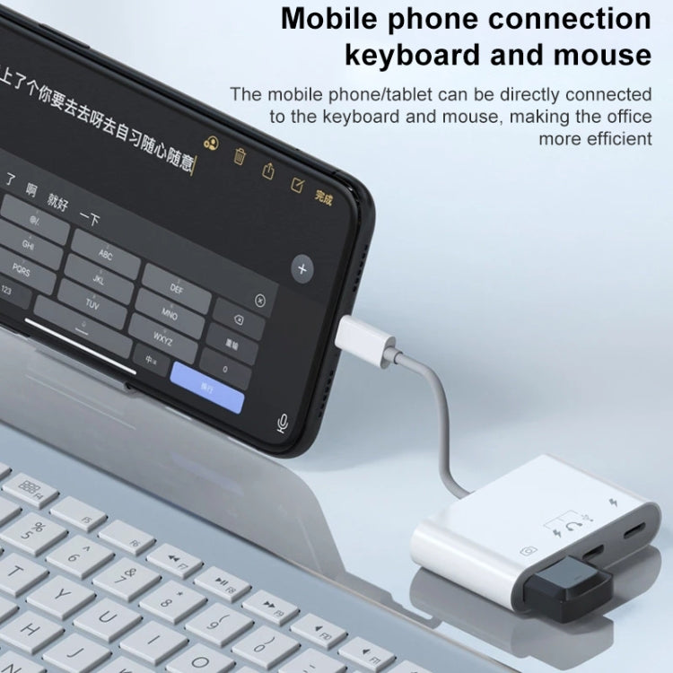 S-221 3 in 1 8 Pin Male to 8 Pin Power + USB-C / Type-C + USB Camera Female Adapter, S-221