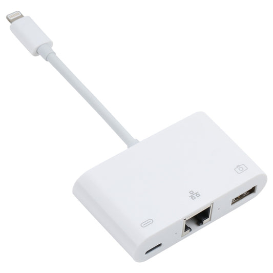 NK-107 3 in 1 8 Pin Male to USB + 1000M Ethernet + 8 Pin Power Female Adapter, NK-107