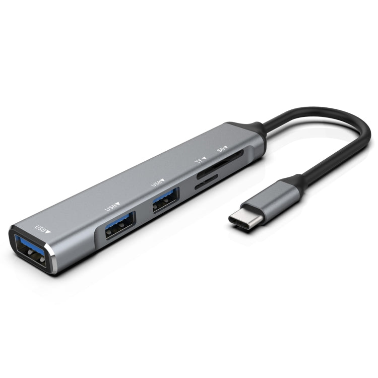 C-805 5 in 1 USB-C / Type-C to 3 USB 3.0 + TF / SD Card Reader Adapter, C-805