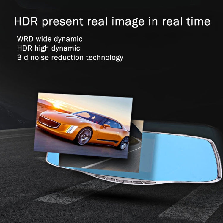 G835 HD 1080P 4.3 inch Screen Display Rearview Mirror Vehicle DVR, Generalplus 2248, 2 Cameras 170 Degree Wide Angle Viewing, Support HDR Recording / Motion Detection Function, G835