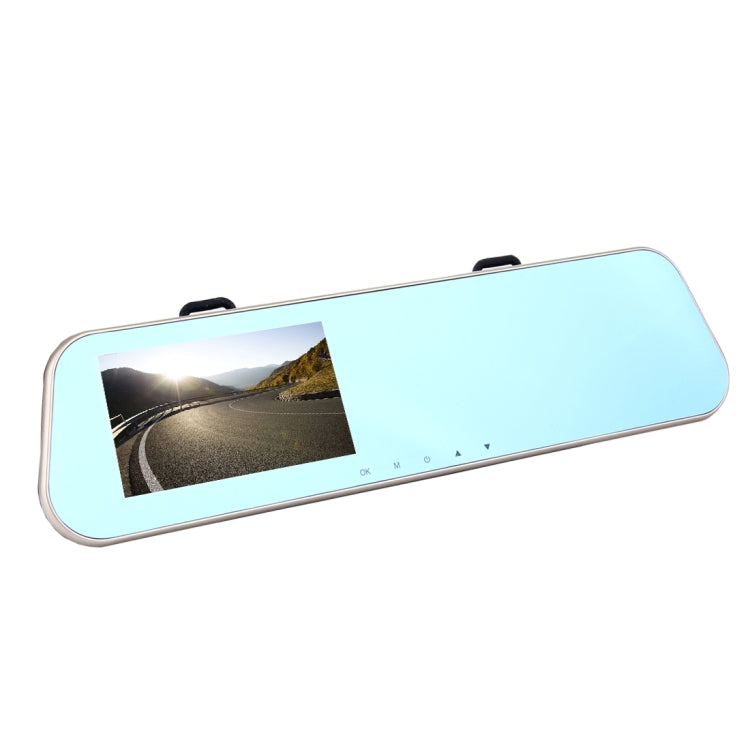 Left Screen Display Rearview Mirror Vehicle DVR, Allwinner Programs, 2 x Cameras 1080P HD 140 Degree Wide Angle Viewing, Support GPS Port/ Motion Detection / Night Vision / TF Card / G-Sensor, Rearview Mirror Vehicle DVR