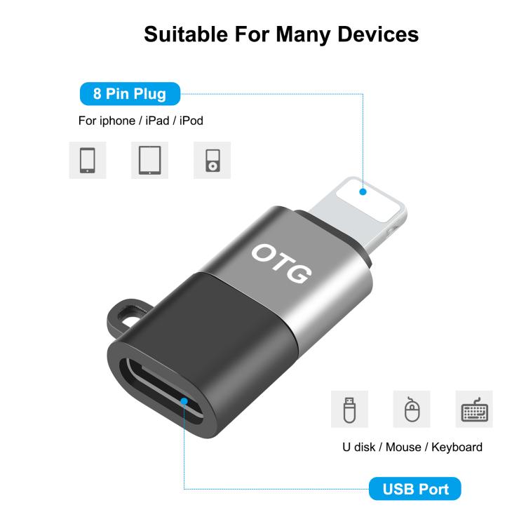 PULUZ 8 Pin to USB-C / Type-C  PD OTG Adapter, 8 Pin OTG Adapter