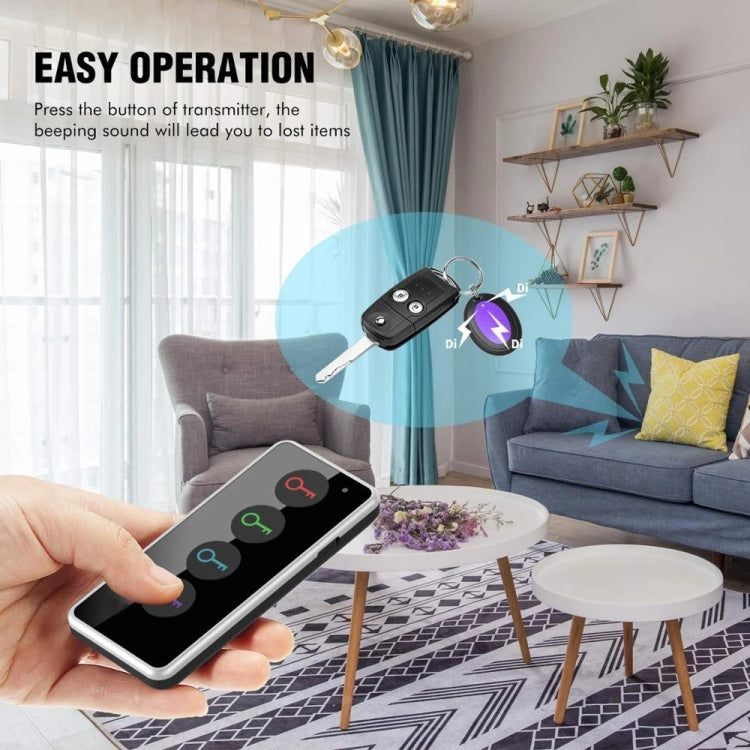 Smart Remote Wireless Key Finder with LED Flashlight, 1 RF Transmitter and 4 Receivers, Key Finder