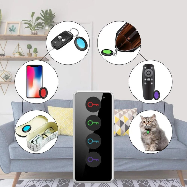 Smart Remote Wireless Key Finder with LED Flashlight, 1 RF Transmitter and 4 Receivers, Key Finder