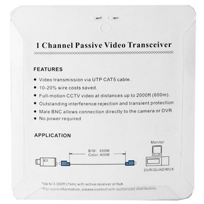 2 PCS 1 Channel Passive Video Transceiver, X202P