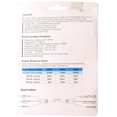 2 PCS Passive Video Balun with Power Video / Data