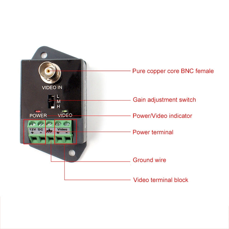 Active CCTV UTP Twisted Pair Video Balun Transmitter and Receiver, 351TR