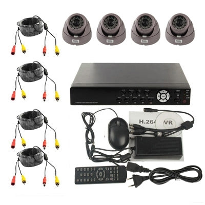 4-CH Embedded Digital Video Recorder Kit (1 / 3 Sony CCD, 650TVL, 24 x IR LED, 6mm Lens, IR Distance: 25m,  H.264 (8204EV+622A), 8204EV+622A, 1 / 3 Sony CCD, 650TVL