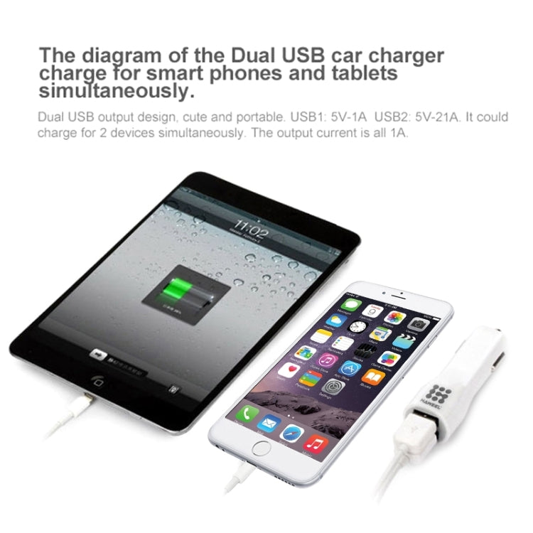 HAWEEL High Quality 2.1A + 1A Dual USB Ports Car Charger, HK Black, US  Black, US White, UK White, UK Black, White, Black