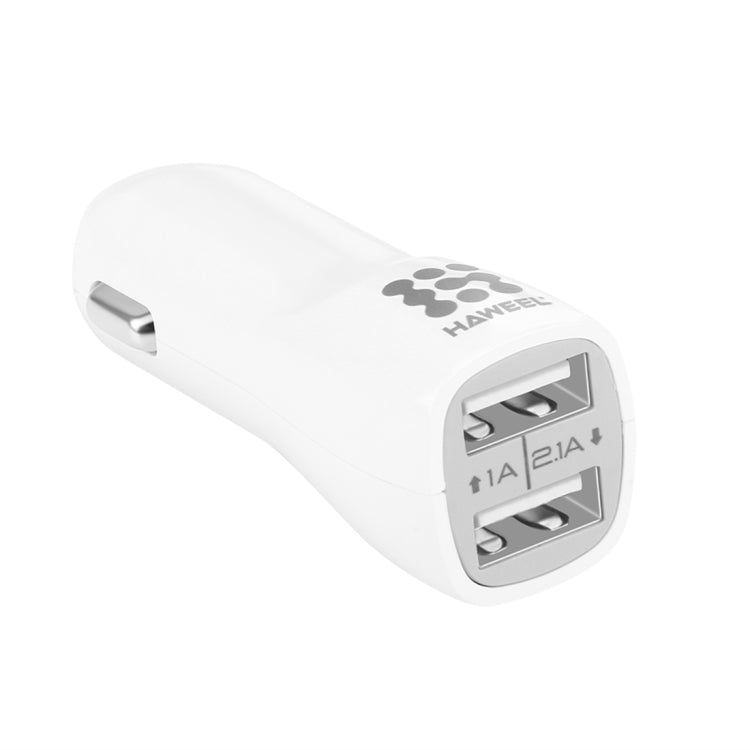 HAWEEL High Quality 2.1A + 1A Dual USB Ports Car Charger, HK Black, US  Black, US White, UK White, UK Black, White, Black