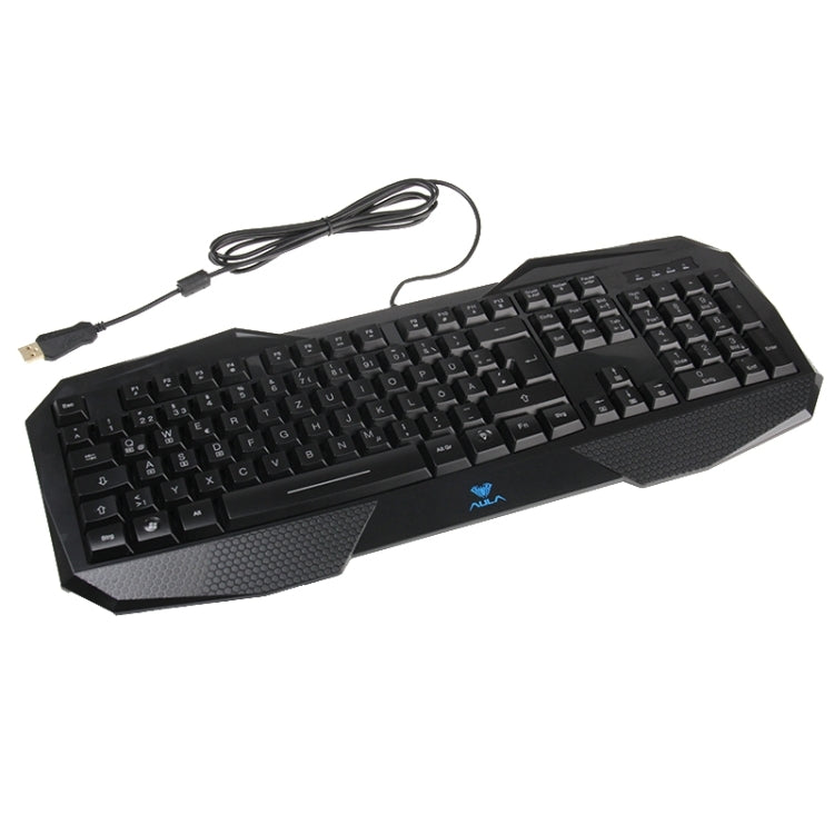 Aula Killing Soul Behead Series Wired USB Silent / Non-slip QWERTZ Keyboard with Blu-ray Backlight + 500-1000Hz Return Rate 7D Game Mouse Combo Kit, German Language Keys, German