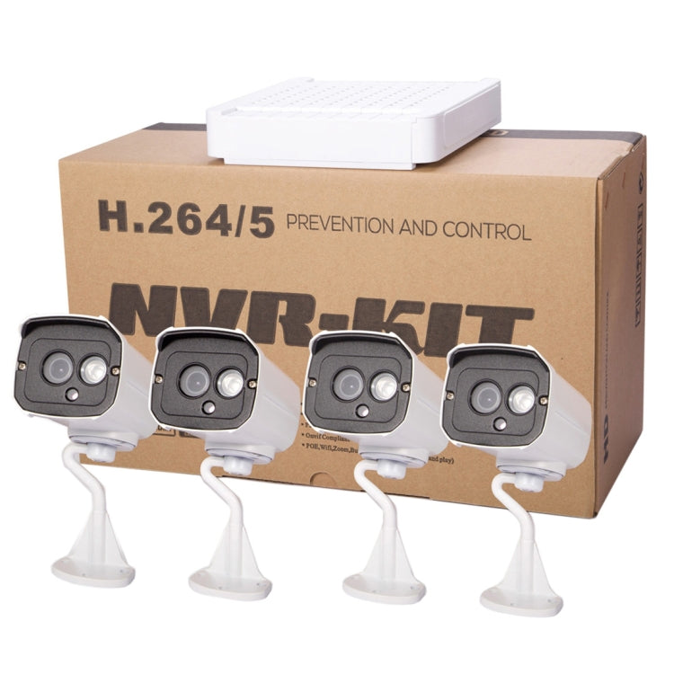 N4B7-Mini/L 4 Ch 720P 1.0 Mega Pixel IP Camera NVR Kit, Support Night Vision / Motion Detection, IR Distance: 20m, N4B7-Mini/L