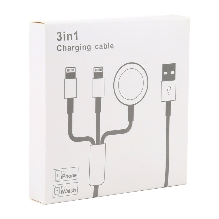 For iPhone / Apple Watch 3 In 1 8 Pin + Type-C / USB-C + Magnetic Charging Base Multi-function Charging Cable, Length: 1m, 3 In 1