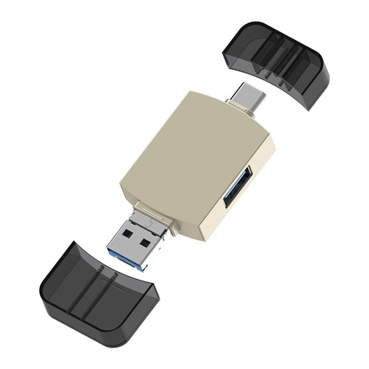 3 in 1 USB-C / Type-C to USB + Micro USB OTG Adapter TF / SD Card Card Reader, Micro USB