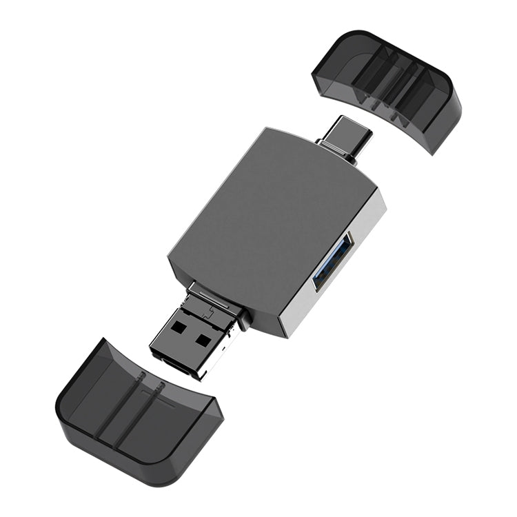 3 in 1 USB-C / Type-C to USB + Micro USB OTG Adapter TF / SD Card Card Reader, Micro USB