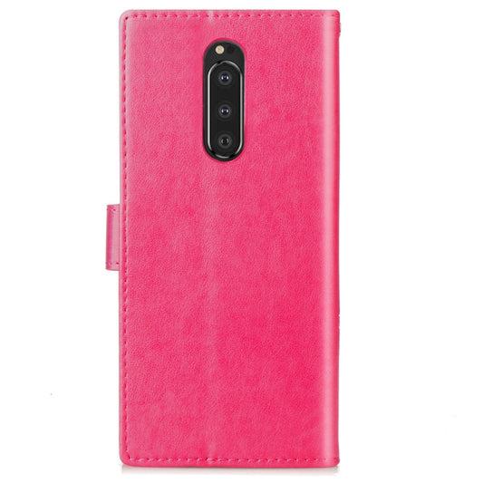 Lucky Clover Pressed Flowers Pattern Leather Case for Sony Xperia 1 / Xperia XZ4, with Holder & Card Slots & Wallet & Hand Strap, For Sony Xperia 1 / Xperia XZ4