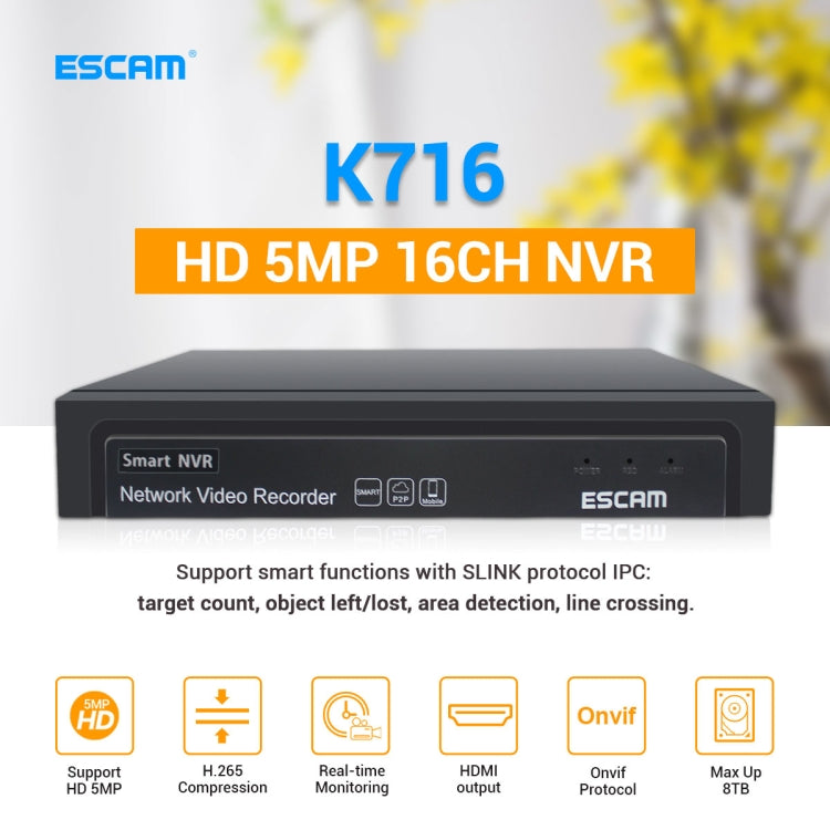 ESCAM K716 HD 5MP 16CH Smart NVR Network Video Recorder