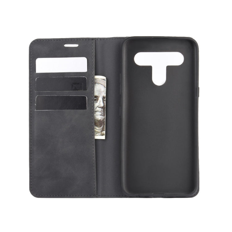 For LG K61 Retro-skin Business Magnetic Suction Leather Case with Holder & Card Slots & Wallet, For LG K61