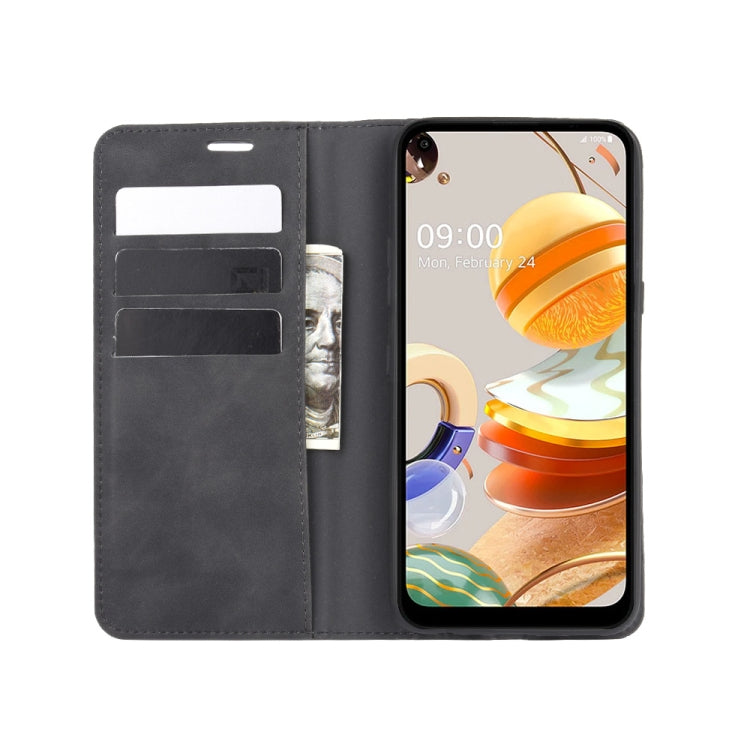 For LG K61 Retro-skin Business Magnetic Suction Leather Case with Holder & Card Slots & Wallet, For LG K61