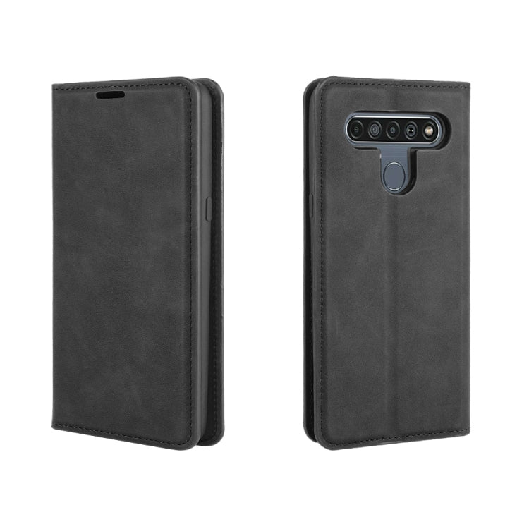 For LG K61 Retro-skin Business Magnetic Suction Leather Case with Holder & Card Slots & Wallet, For LG K61