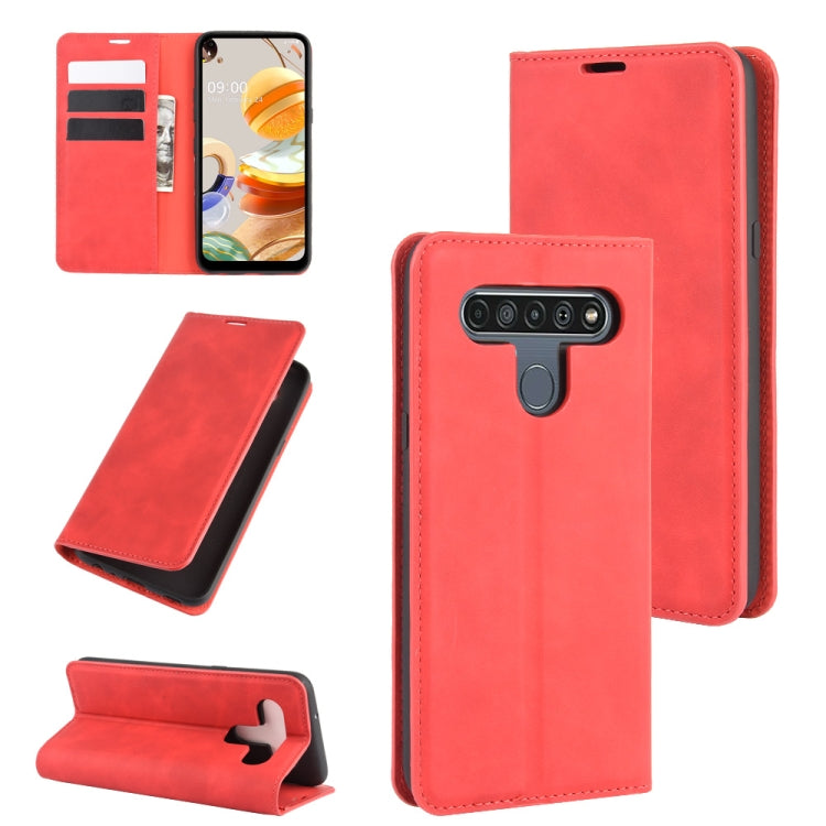 For LG K61 Retro-skin Business Magnetic Suction Leather Case with Holder & Card Slots & Wallet, For LG K61