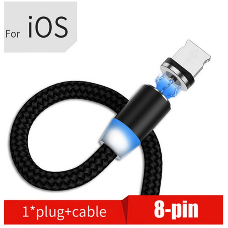 USB to 8 Pin Magnetic Metal Connector Nylon Two-color Braided Magnetic Data Cable, Cable Length: 1m, 8 Pin