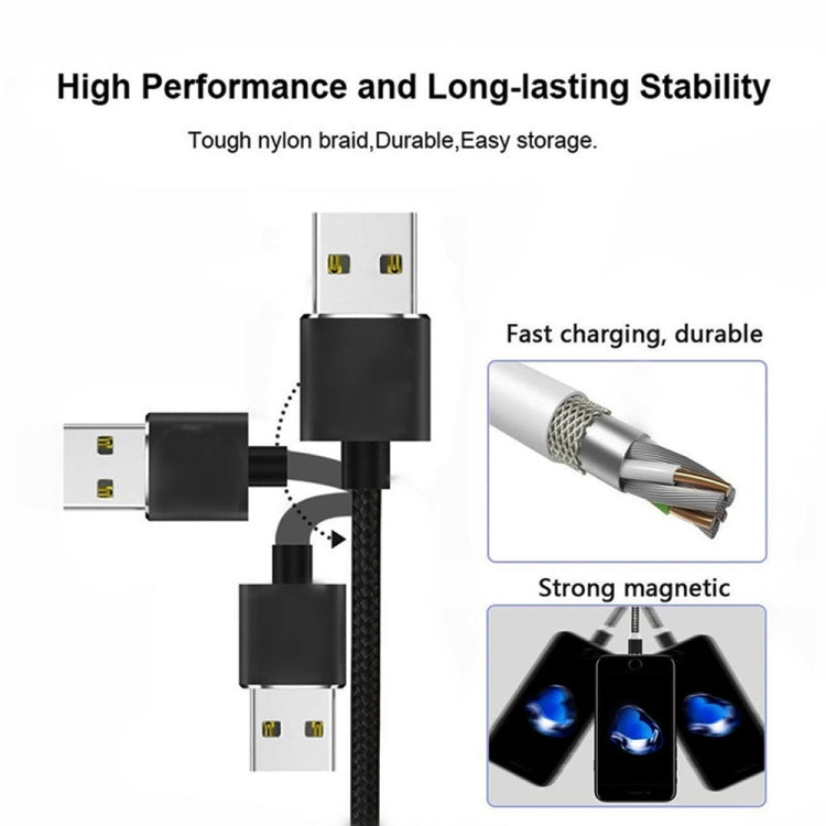 USB to 8 Pin Magnetic Metal Connector Nylon Two-color Braided Magnetic Data Cable, Cable Length: 1m, 8 Pin