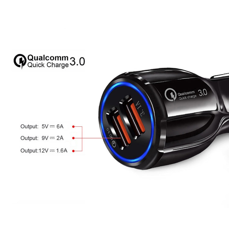 Qc3.0 Dual USB 6A Vehicle Fast Charger / Mobile Phone Tablet Fast Charging, LZ-681 (Black), LZ-681 (White)