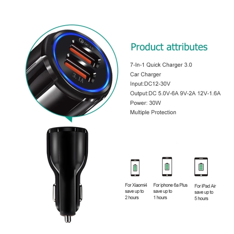 Qc3.0 Dual USB 6A Vehicle Fast Charger / Mobile Phone Tablet Fast Charging, LZ-681 (Black), LZ-681 (White)