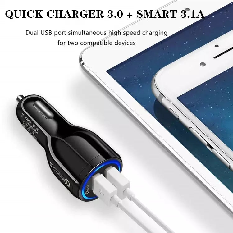 Qc3.0 Dual USB 6A Vehicle Fast Charger / Mobile Phone Tablet Fast Charging, LZ-681 (Black), LZ-681 (White)