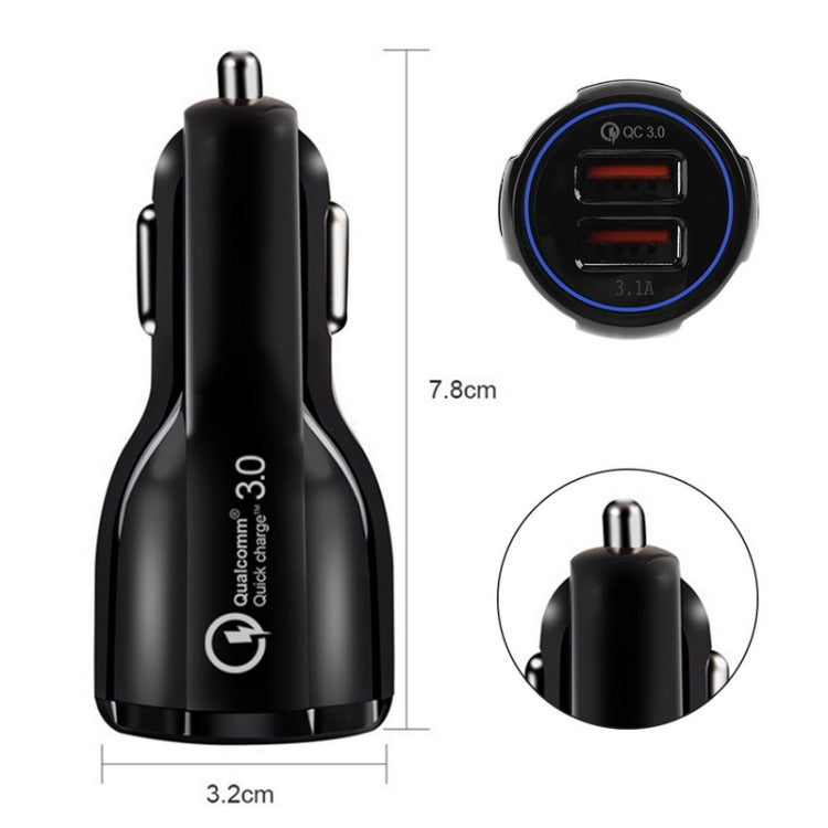 Qc3.0 Dual USB 6A Vehicle Fast Charger / Mobile Phone Tablet Fast Charging, LZ-681 (Black), LZ-681 (White)