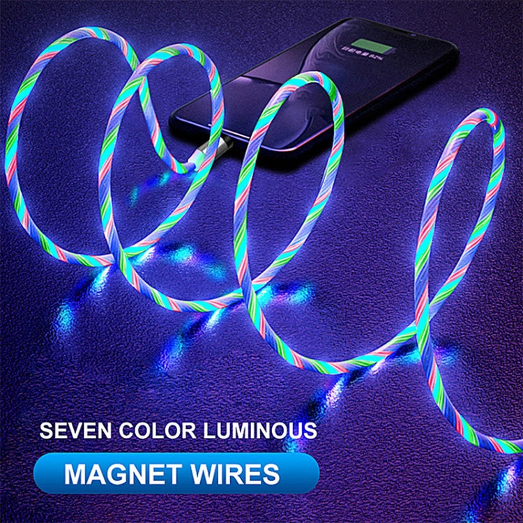 USB to 8 Pin Magnetic Suction Colorful Streamer Mobile Phone Charging  Cable, Length: 1m, 1m