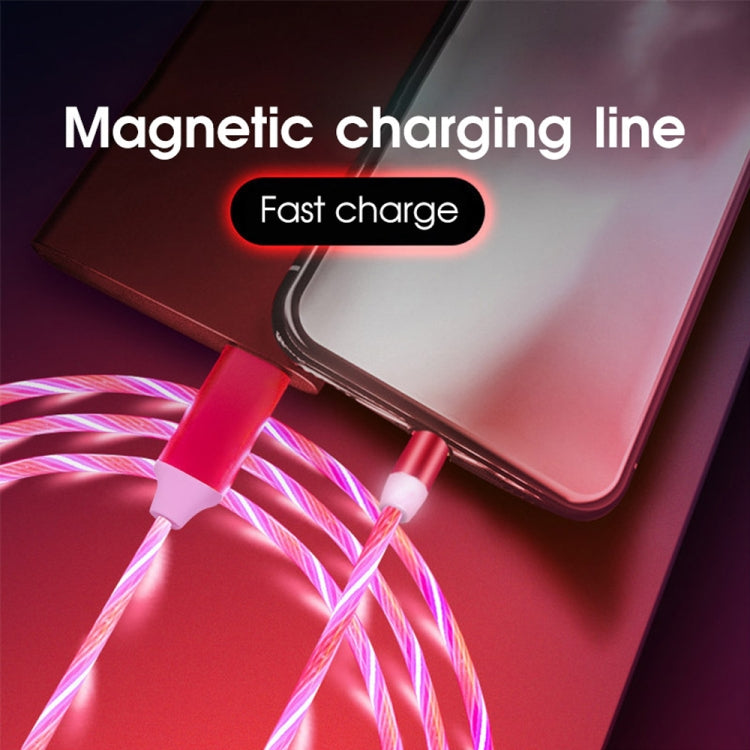 2 in 1 USB to 8 Pin + Type-C / USB-C Magnetic Absorption Colorful Streamer Mobile Phone Charging Cable, Length: 1m, 1m