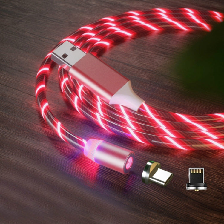 2 in 1 USB to 8 Pin + Type-C / USB-C Magnetic Absorption Colorful Streamer Mobile Phone Charging Cable, Length: 1m, 1m