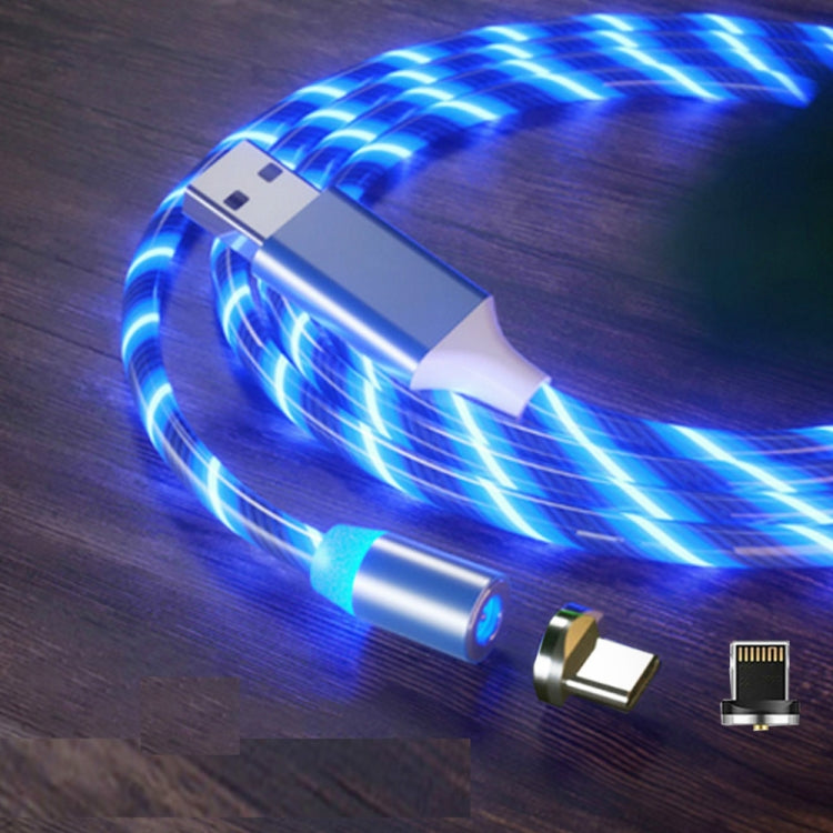 2 in 1 USB to 8 Pin + Type-C / USB-C Magnetic Absorption Colorful Streamer Mobile Phone Charging Cable, Length: 1m, 1m