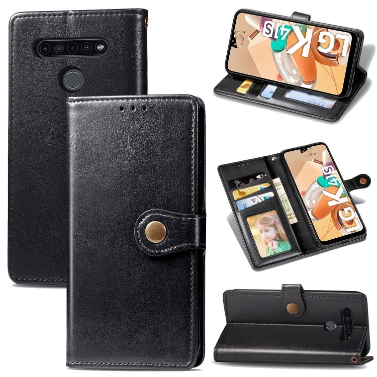 Retro Solid Color Leather Buckle Phone Case with Lanyard & Photo Frame & Card Slot & Wallet & Stand Function, For LG K41S, For LG K51S