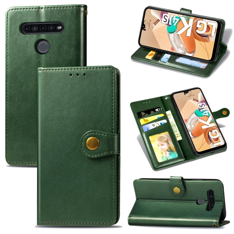 Retro Solid Color Leather Buckle Phone Case with Lanyard & Photo Frame & Card Slot & Wallet & Stand Function, For LG K41S, For LG K51S