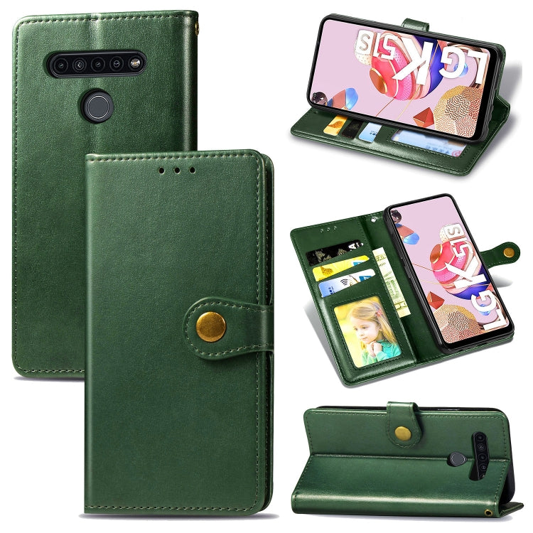 Retro Solid Color Leather Buckle Phone Case with Lanyard & Photo Frame & Card Slot & Wallet & Stand Function, For LG K41S, For LG K51S