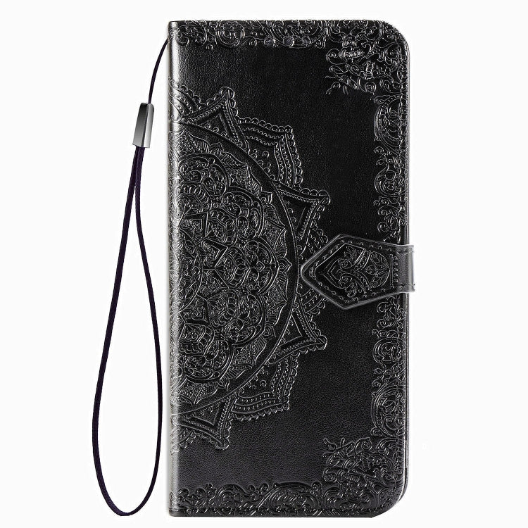 Mandala Flower Embossed Horizontal Flip Leather Case with Bracket / Card Slot / Wallet / Lanyard, For LG Velvet 5G